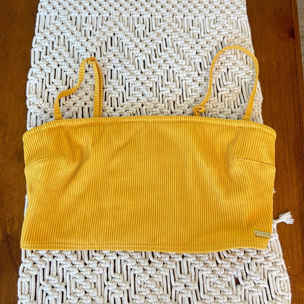 Roxy Yellow Mind of Freedom Ribbed Crop Top - Picture 1 of 6